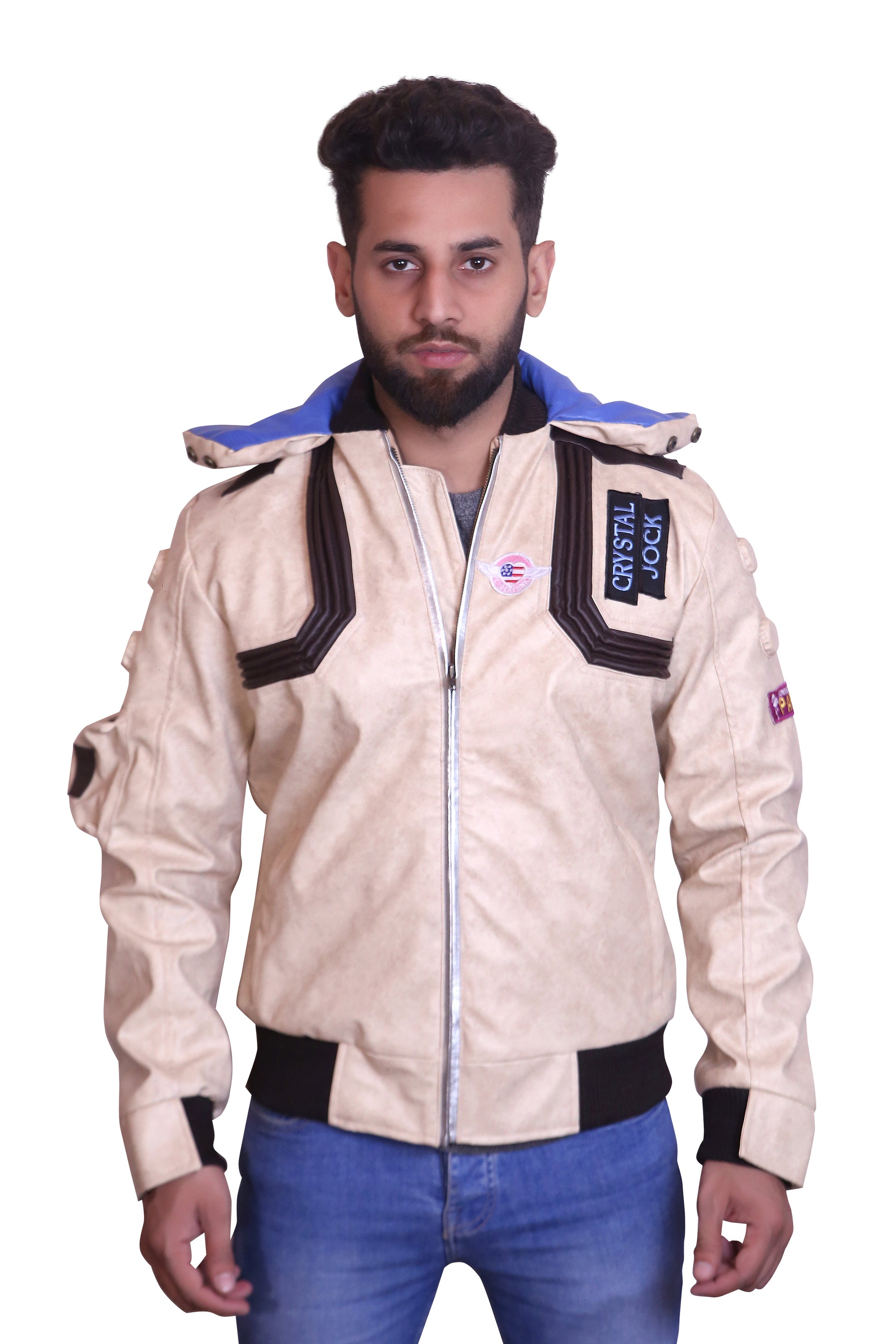 Cyberpunk 2077 Studded Zip Tan Jacket V's Samurai Gear