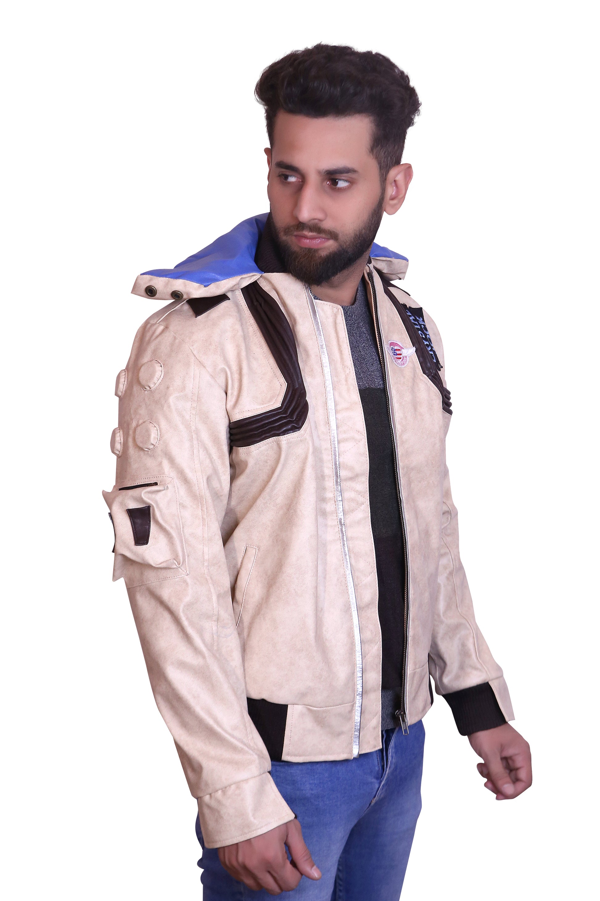 Cyberpunk 2077 Studded Zip Tan Jacket V's Samurai Gear