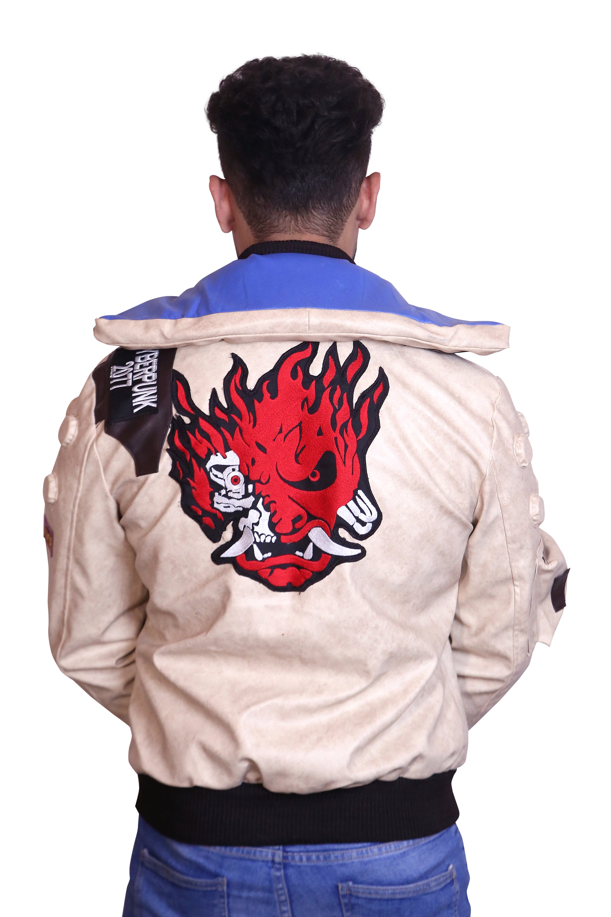 Cyberpunk 2077 Studded Zip Tan Jacket V's Samurai Gear