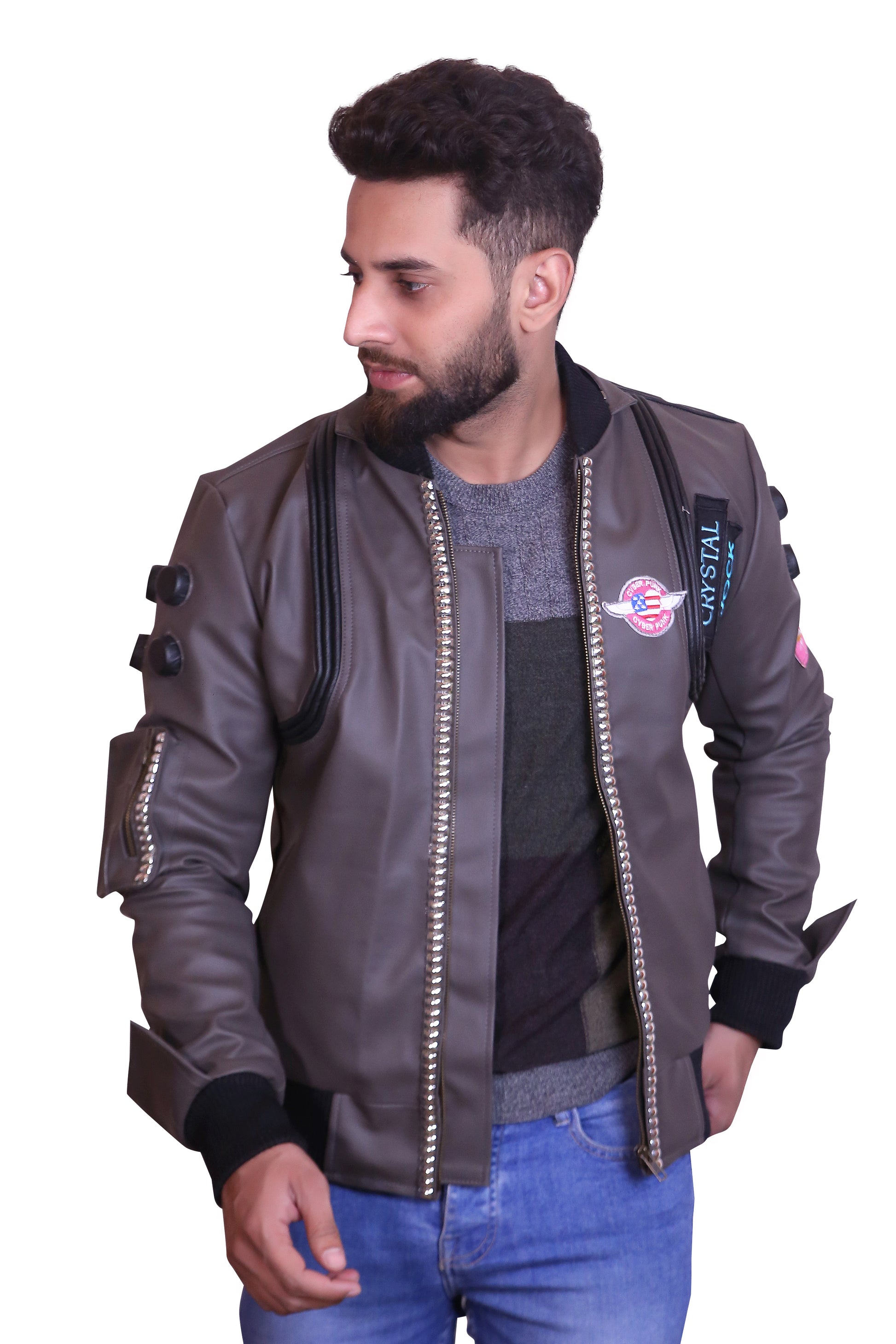 Real World Cyberpunk Studded Bomber Jacket Samurai Edition