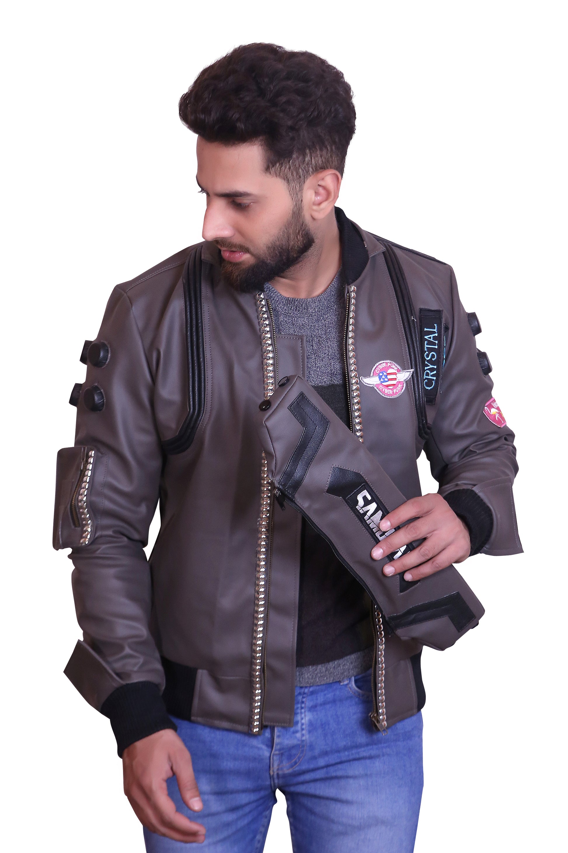 Real World Cyberpunk Studded Bomber Jacket Samurai Edition