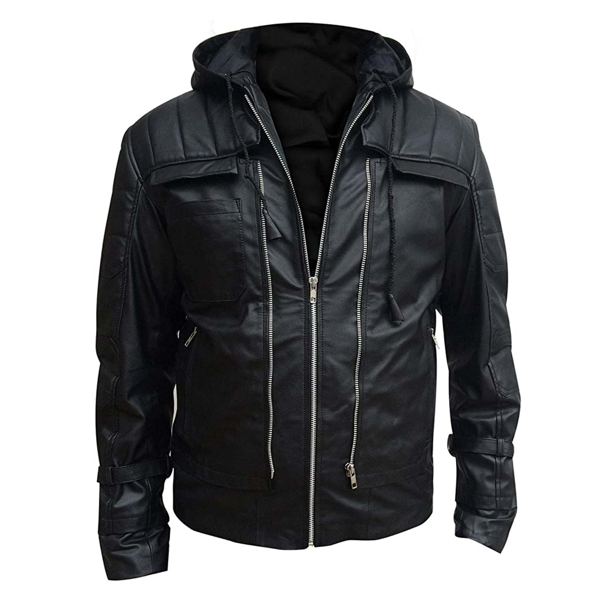 Arkham Knight - Jason Todd Black Quilted Hooded Leather Jacket