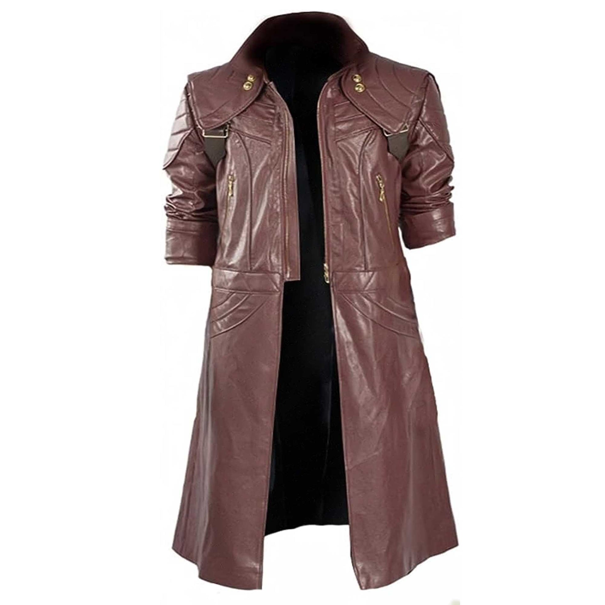 Nero Style Deep Brown Leather Trench Coat