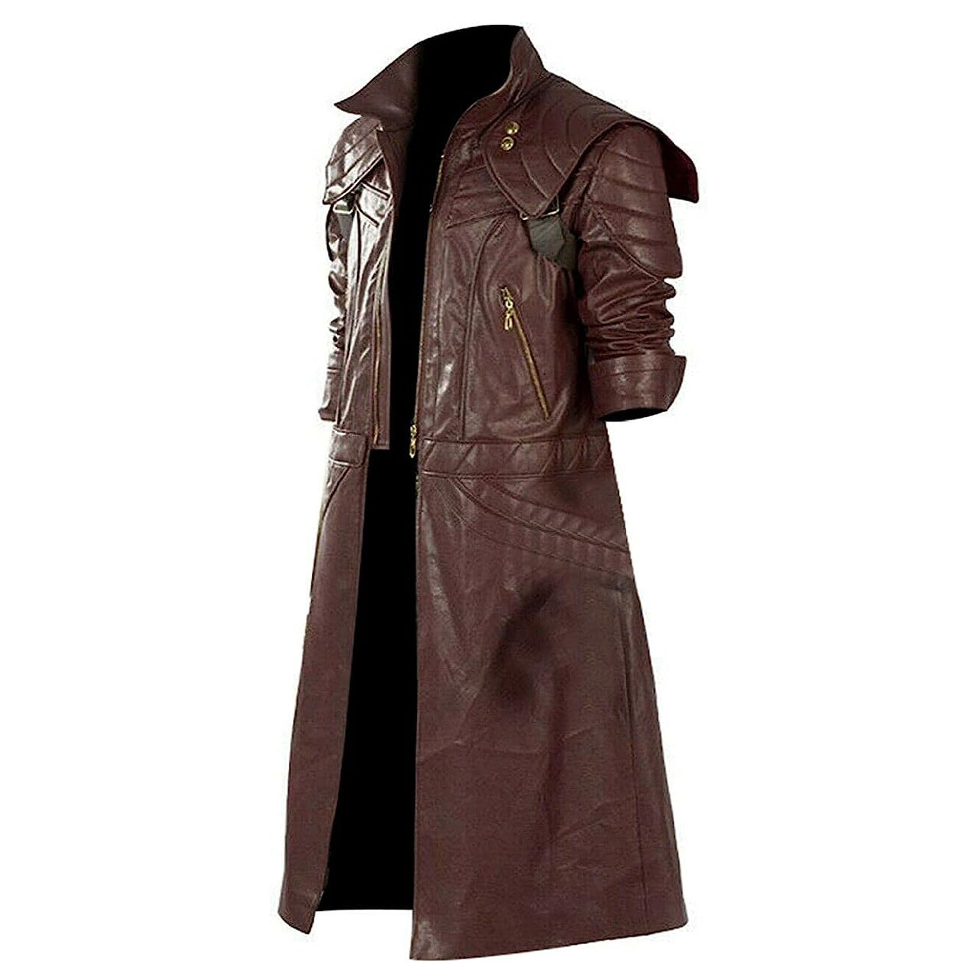 Nero Style Deep Brown Leather Trench Coat