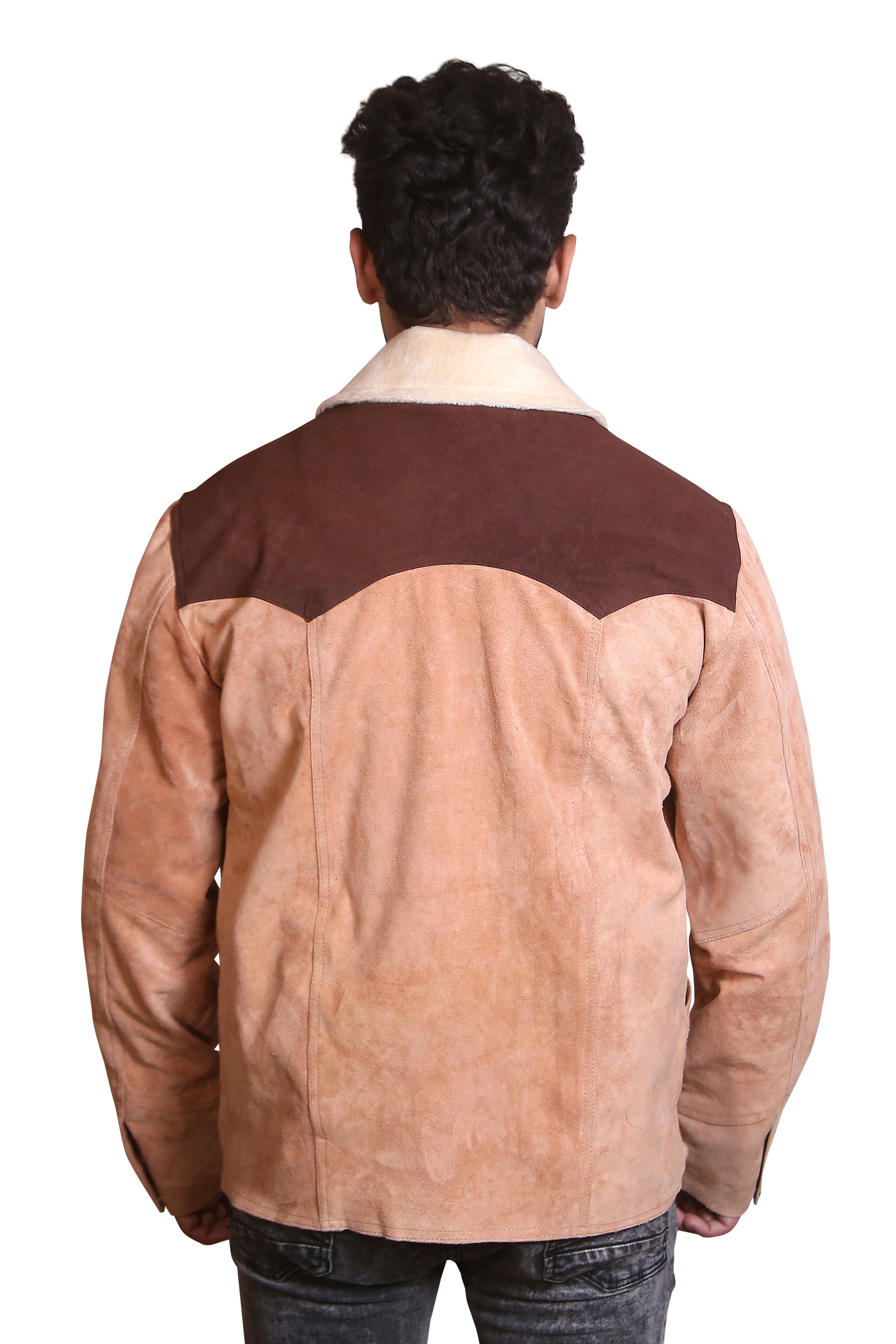 High Contrast: Men's Black & White Panel Leather Cafe Racer Jacket