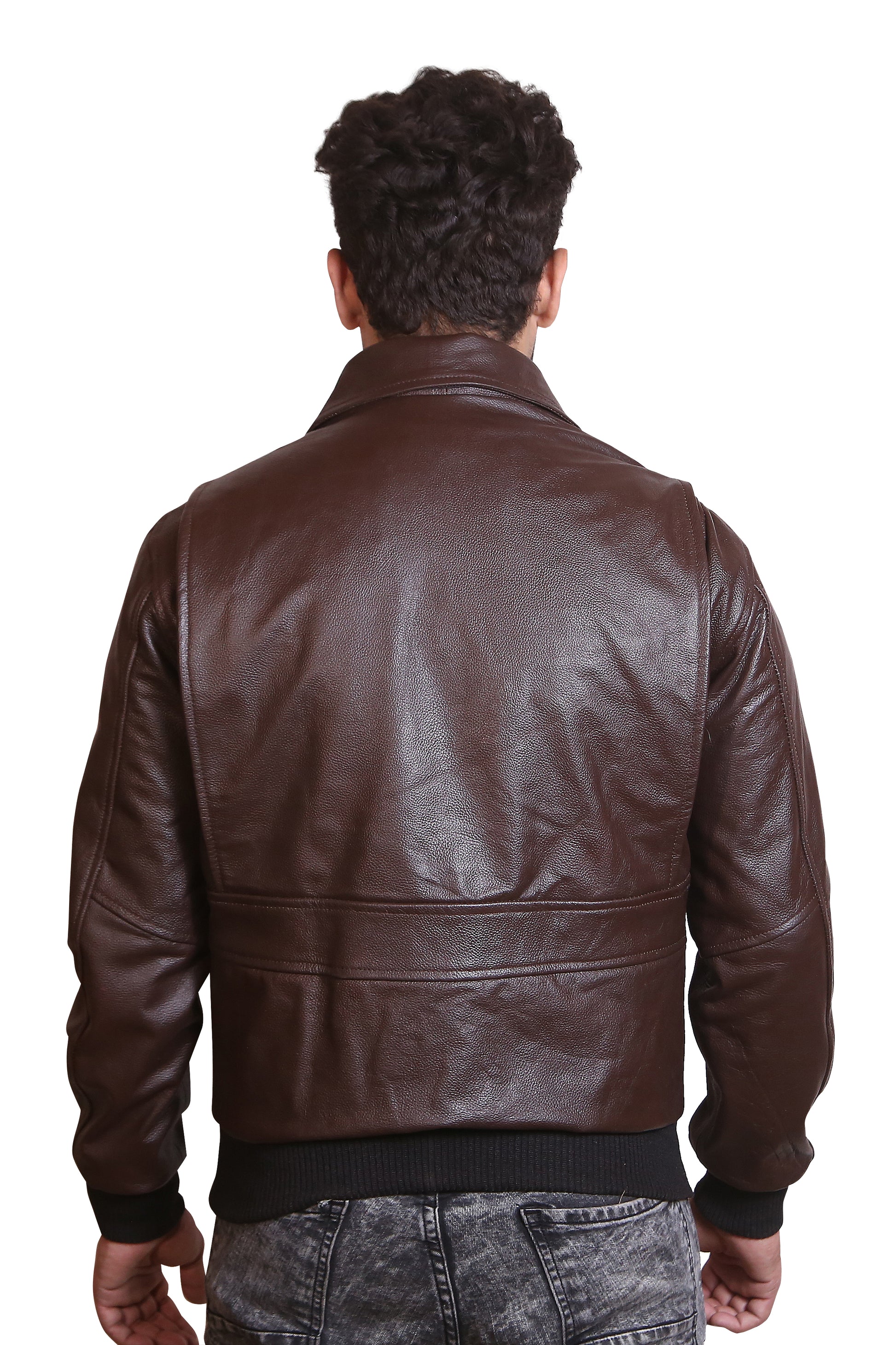 The Aviator: Classic Men's Brown Genuine Leather A-2 Bomber Jacket