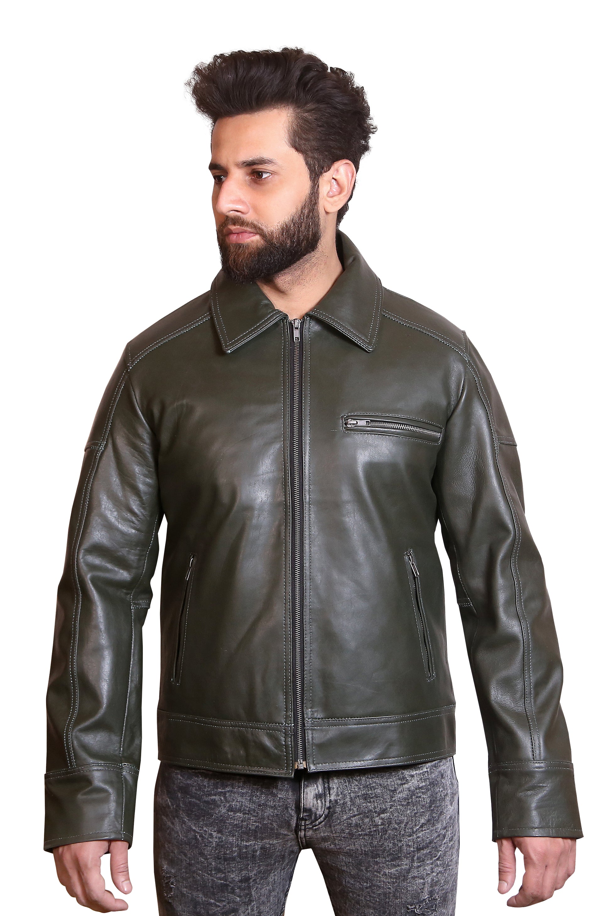 Supreme Texture: Men's Black Quilted Panel Double Rider Leather Jacket