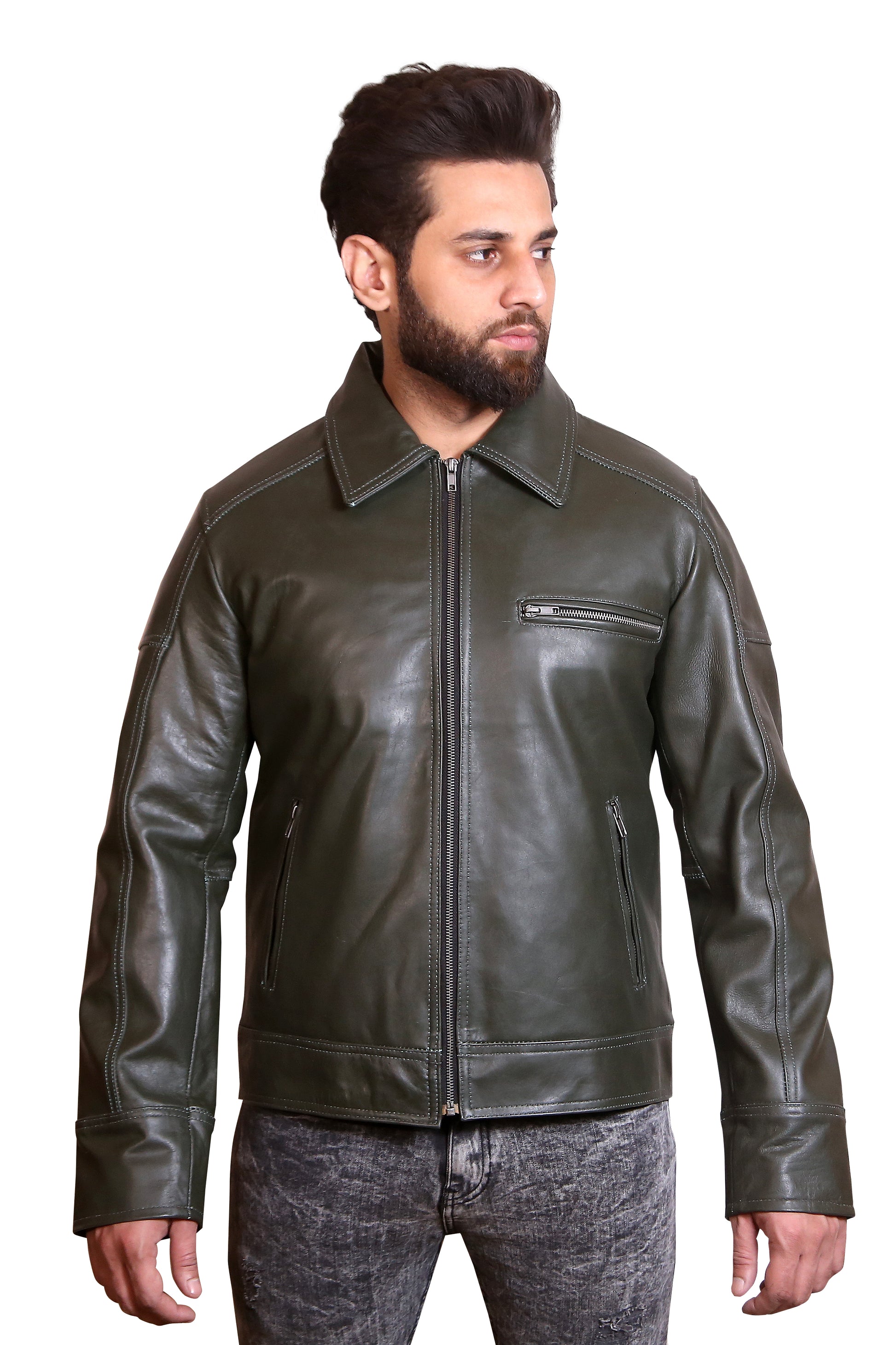 Supreme Texture: Men's Black Quilted Panel Double Rider Leather Jacket