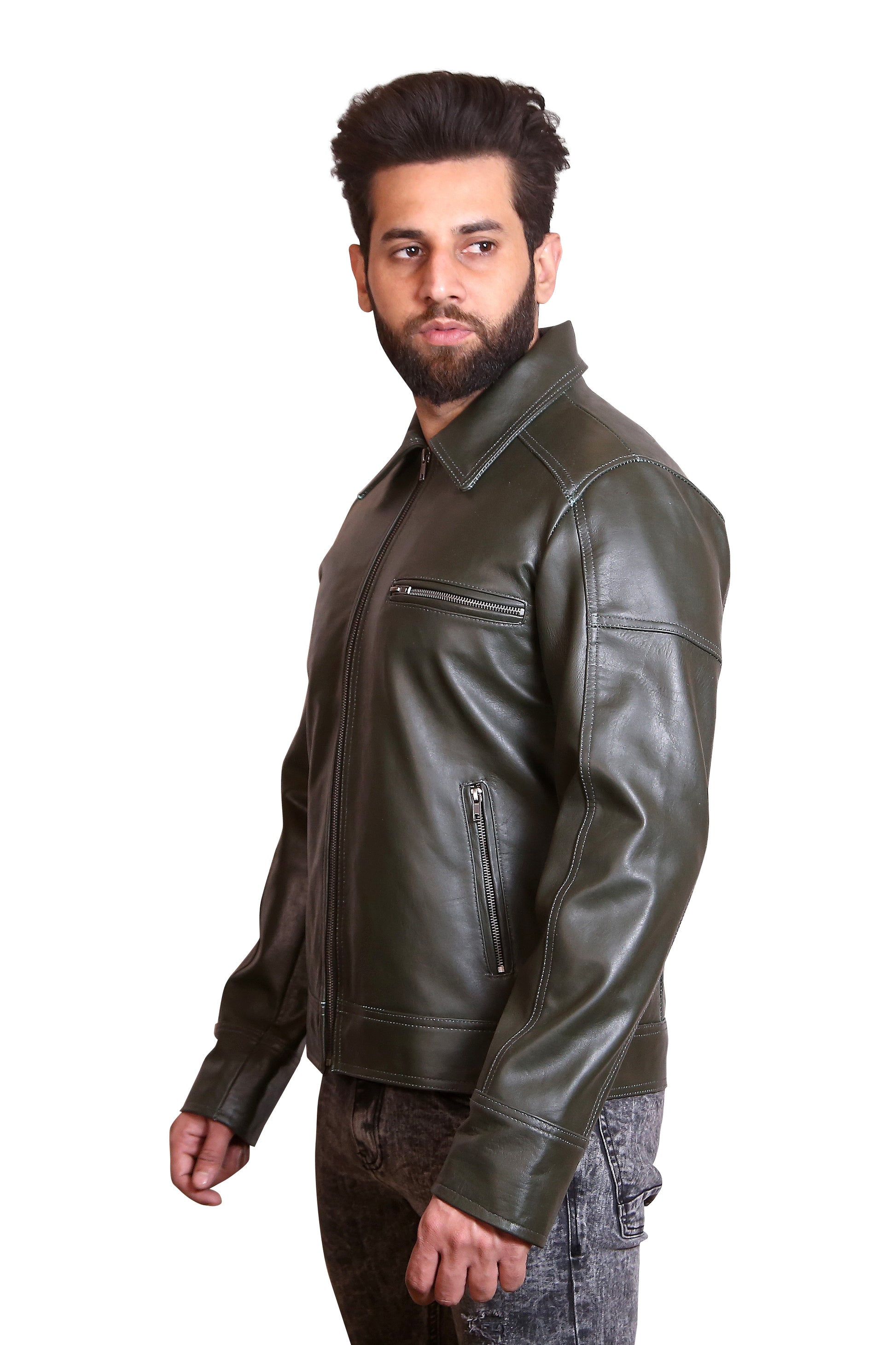 Supreme Texture: Men's Black Quilted Panel Double Rider Leather Jacket