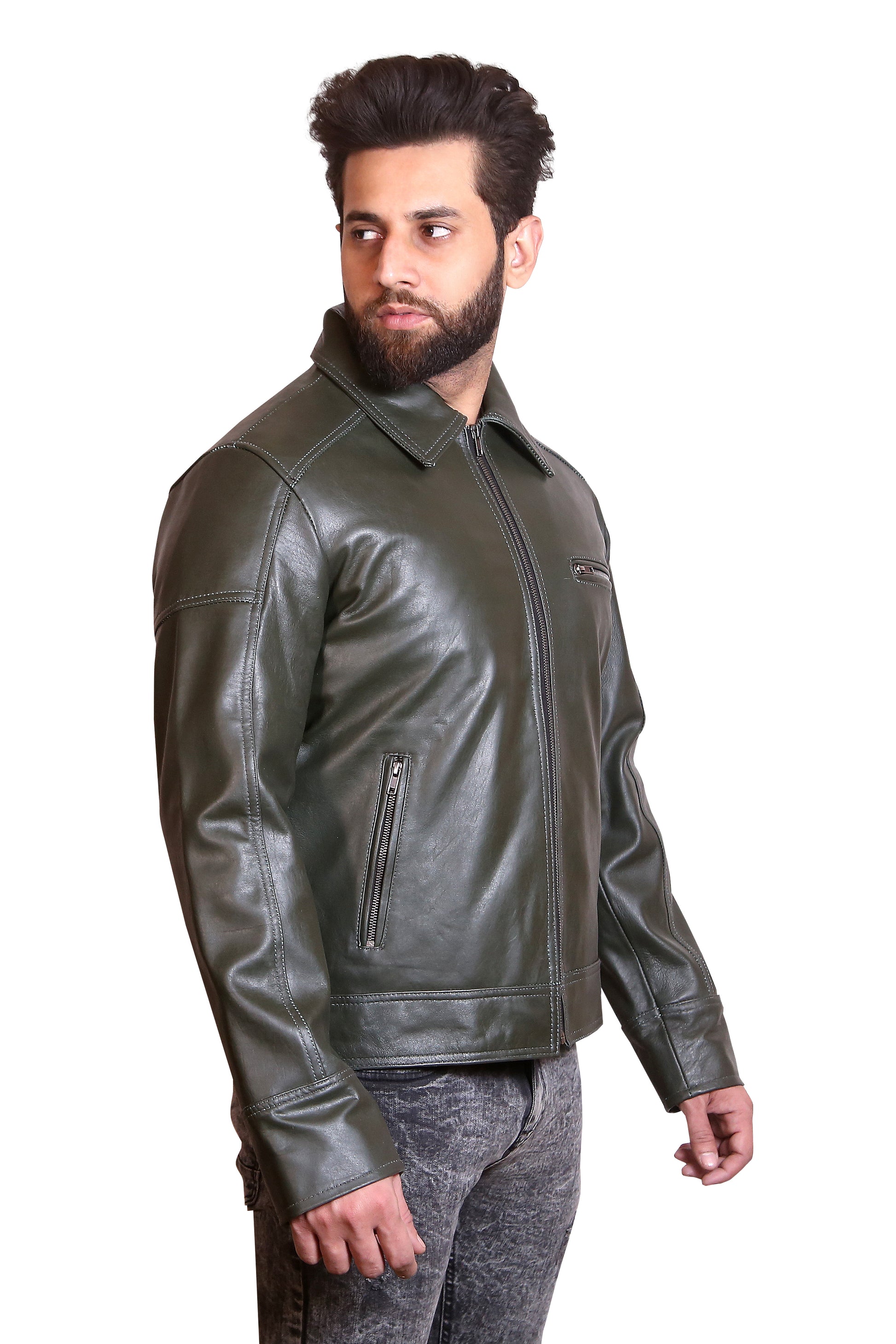 Supreme Texture: Men's Black Quilted Panel Double Rider Leather Jacket