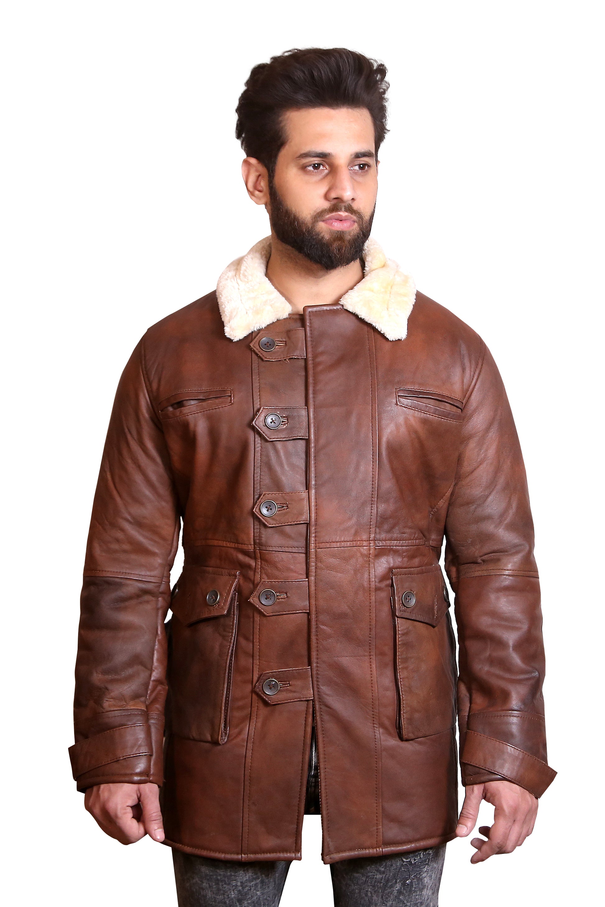 The Icon: Ultimate Men's Shearling-Lined Winter Leather Jacket