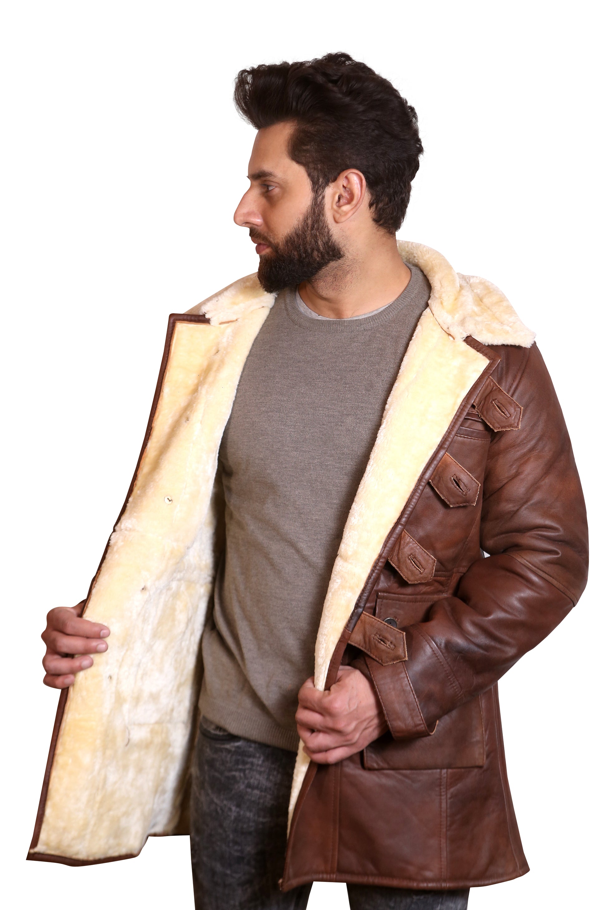 The Icon: Ultimate Men's Shearling-Lined Winter Leather Jacket