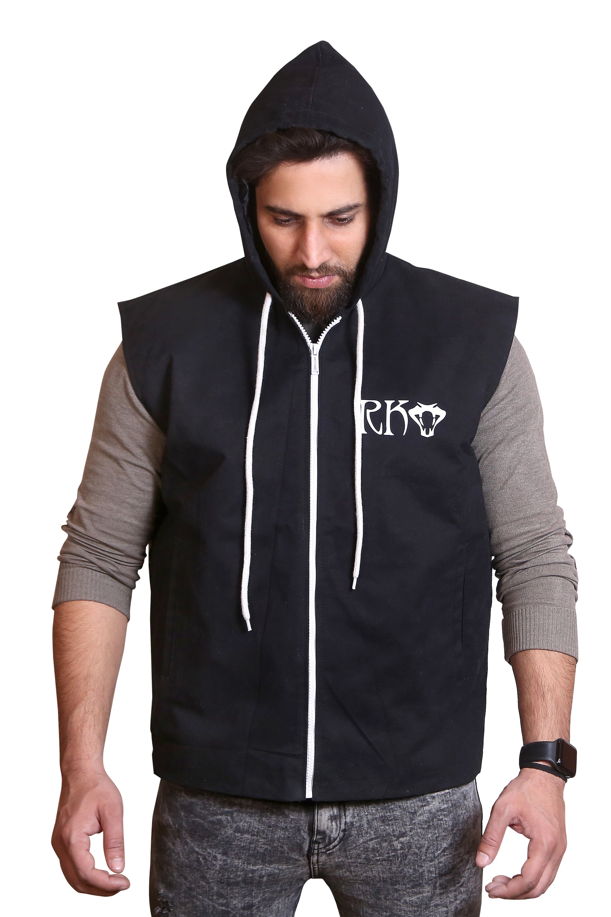 Unleash Your Edge: Distressed Black Leather Biker Jacket with Chevron Stitching