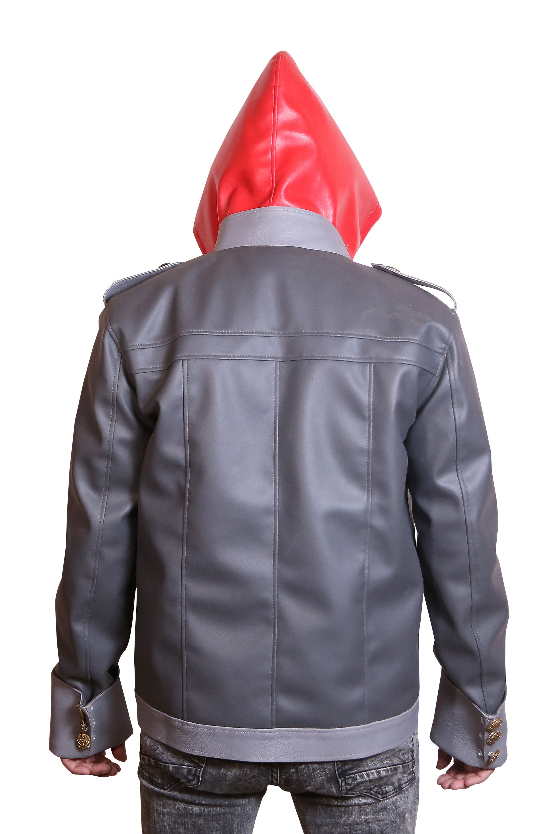 Neku Style Detachable Hooded Faux Leather Jacket