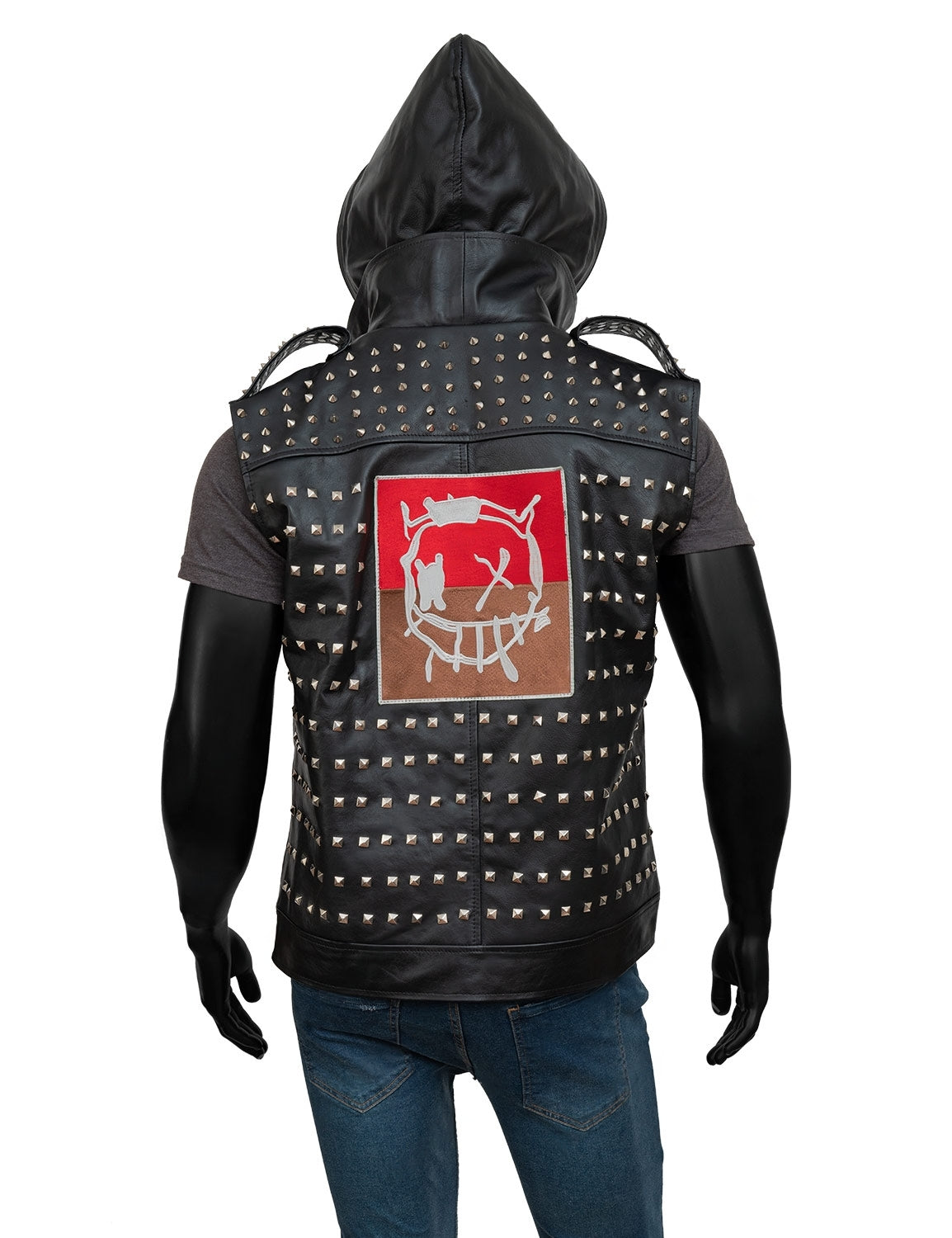 Watch Dogs Wrench Studded Black Faux Leather Vest