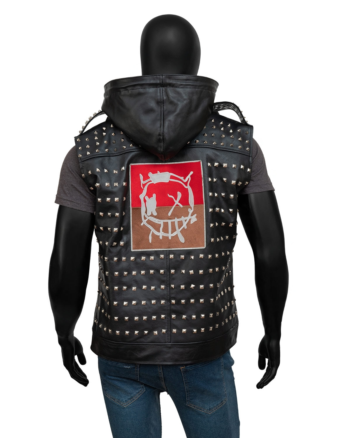 Watch Dogs Wrench Studded Black Faux Leather Vest