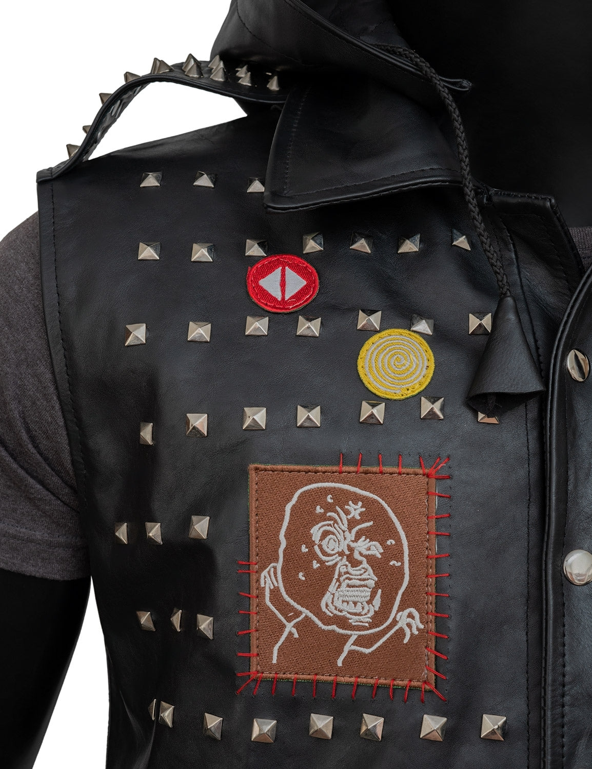 Watch Dogs Wrench Studded Black Faux Leather Vest