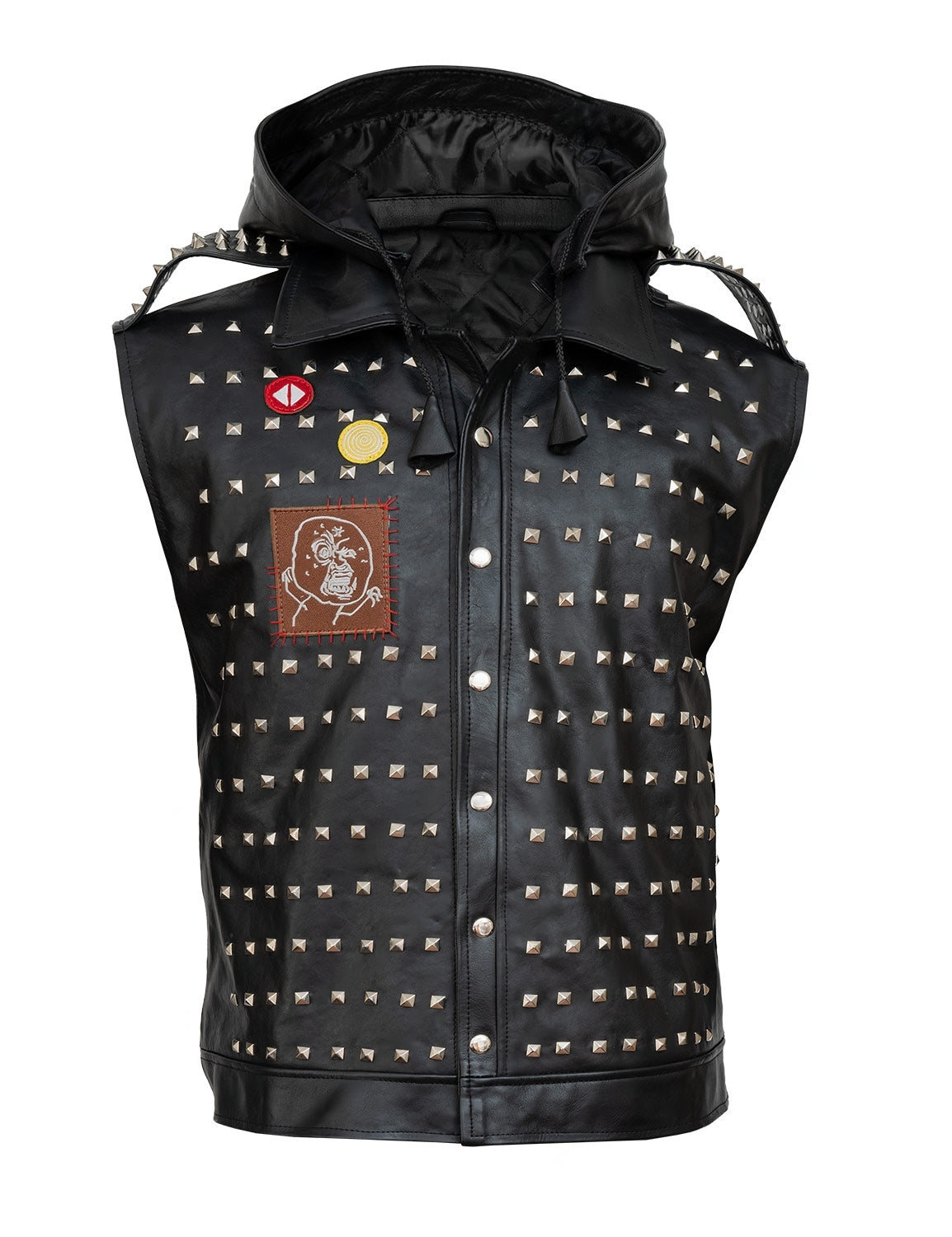 Watch Dogs Wrench Studded Black Faux Leather Vest