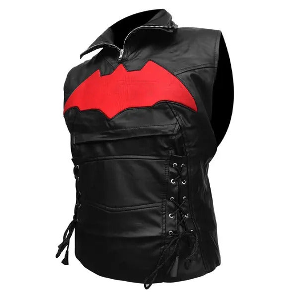 Arkham Knight - Jason Todd Black Quilted Hooded Leather Jacket
