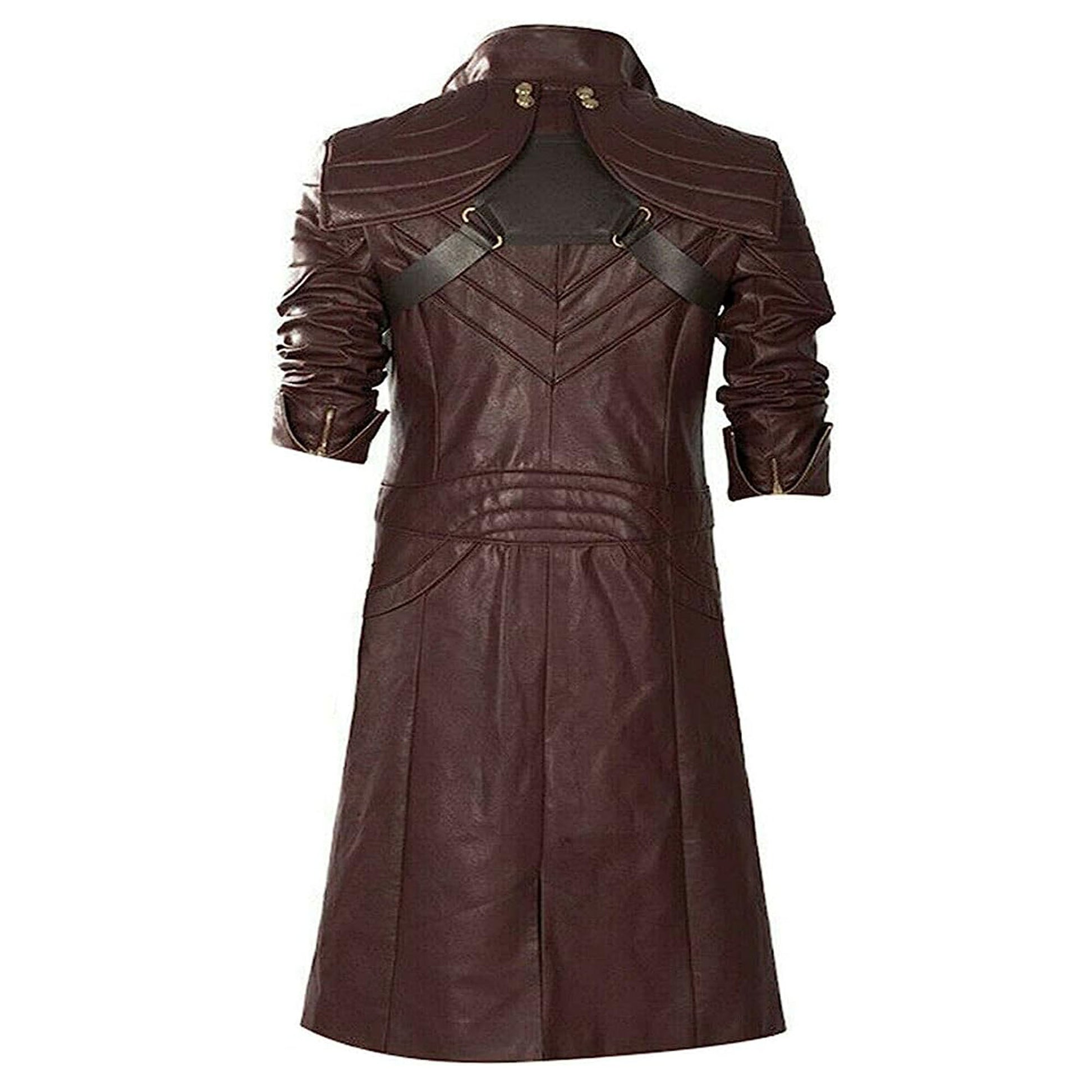 Nero Style Deep Brown Leather Trench Coat
