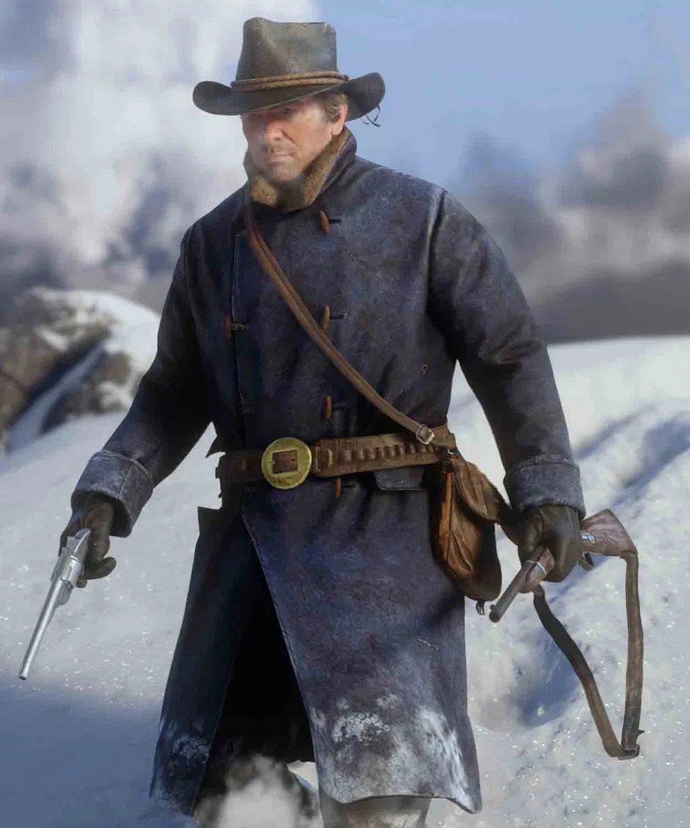 Arthur Morgan RDR2 Blue Wool Coat Duffle Style